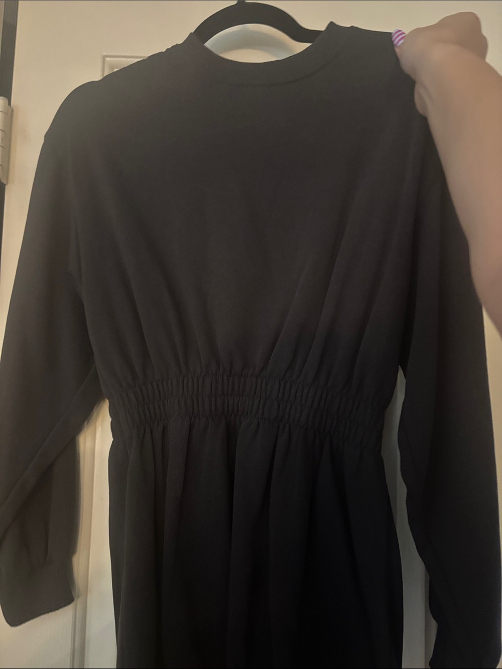 Divided Black Long Sleeve Midi Dress